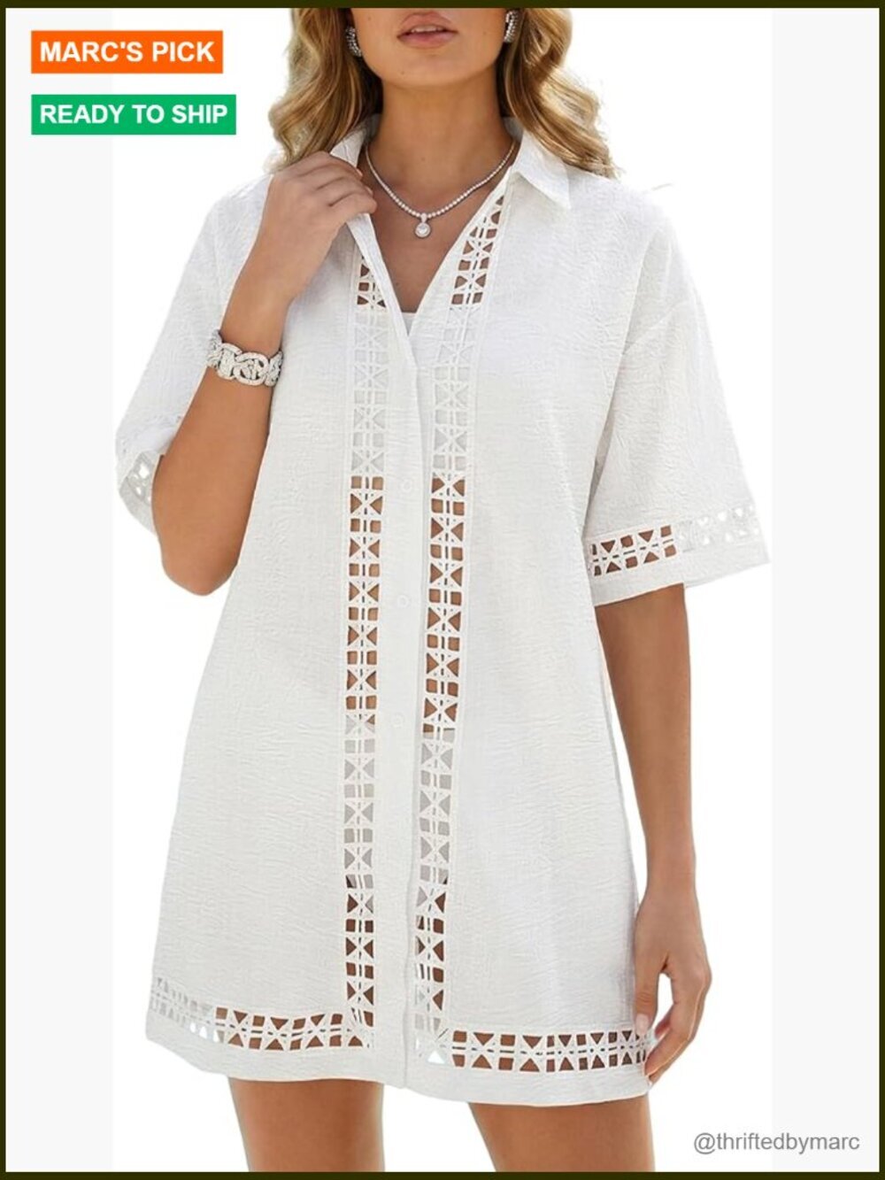 Women Button Down Swimsuit Coverup Dress Boho Beach Vacation Outfit Short Sleeve